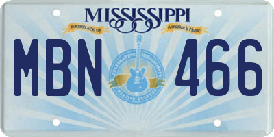 MS license plate MBN466
