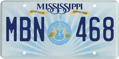 MS license plate MBN468