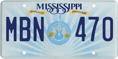 MS license plate MBN470