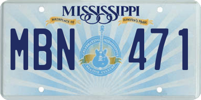 MS license plate MBN471