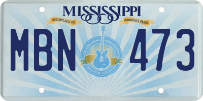 MS license plate MBN473