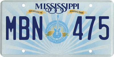MS license plate MBN475