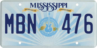 MS license plate MBN476