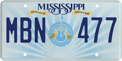 MS license plate MBN477