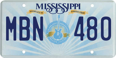 MS license plate MBN480