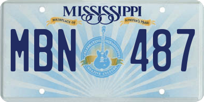 MS license plate MBN487