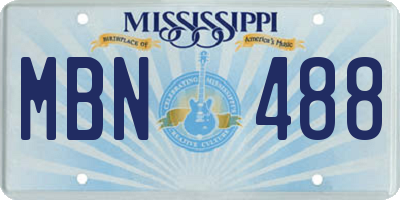 MS license plate MBN488