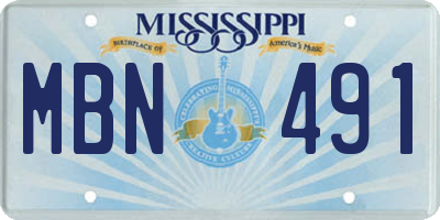 MS license plate MBN491