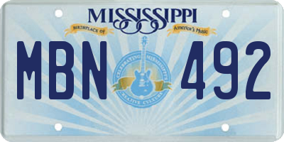 MS license plate MBN492
