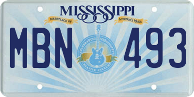 MS license plate MBN493