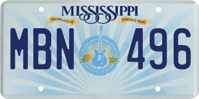 MS license plate MBN496