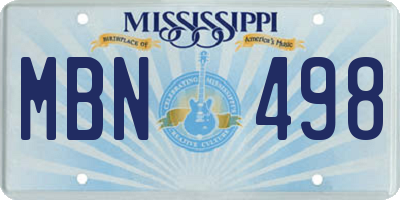 MS license plate MBN498