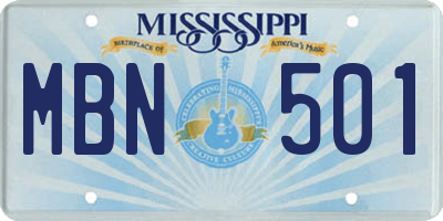 MS license plate MBN501