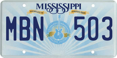 MS license plate MBN503