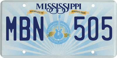 MS license plate MBN505