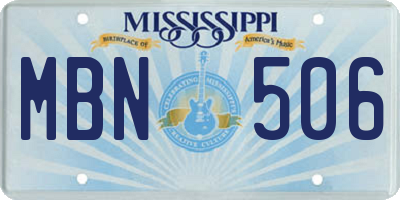 MS license plate MBN506