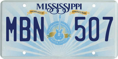 MS license plate MBN507