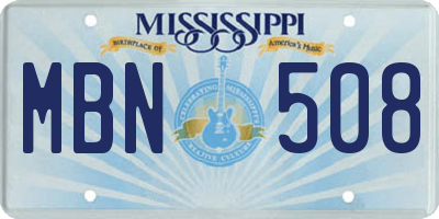 MS license plate MBN508