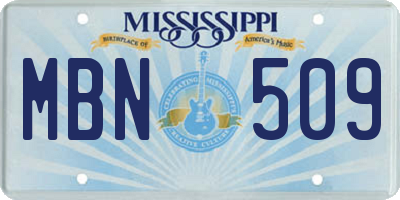MS license plate MBN509