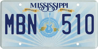MS license plate MBN510