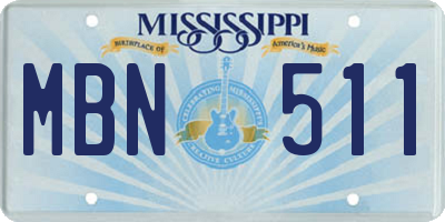 MS license plate MBN511