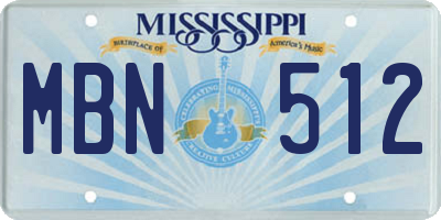 MS license plate MBN512