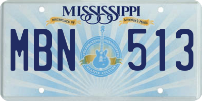 MS license plate MBN513