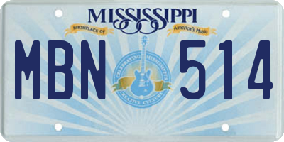 MS license plate MBN514