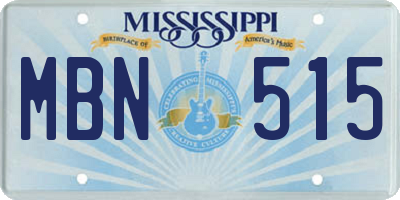 MS license plate MBN515