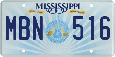 MS license plate MBN516