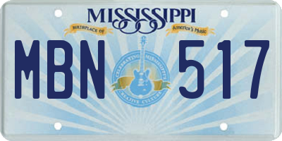 MS license plate MBN517