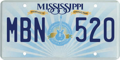 MS license plate MBN520