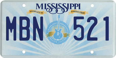 MS license plate MBN521