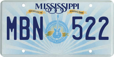 MS license plate MBN522