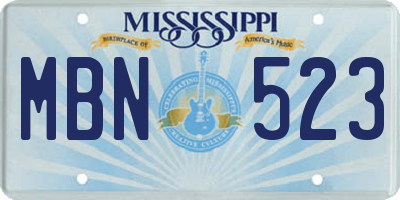 MS license plate MBN523