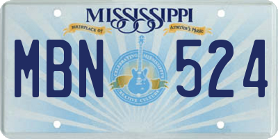 MS license plate MBN524