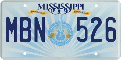 MS license plate MBN526