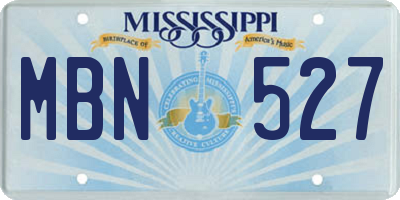 MS license plate MBN527