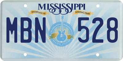 MS license plate MBN528