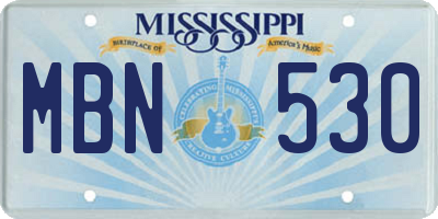 MS license plate MBN530