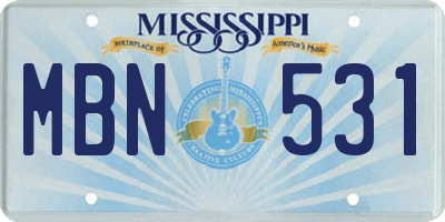 MS license plate MBN531
