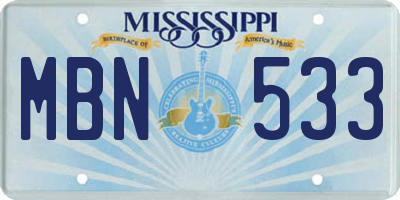 MS license plate MBN533