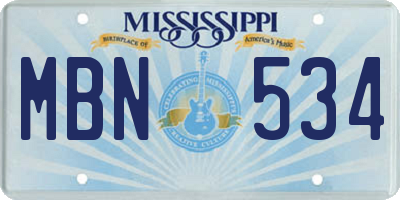MS license plate MBN534