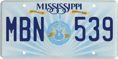 MS license plate MBN539