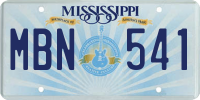 MS license plate MBN541