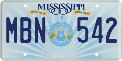 MS license plate MBN542