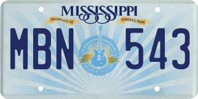 MS license plate MBN543