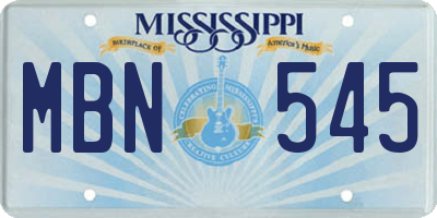 MS license plate MBN545