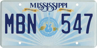 MS license plate MBN547