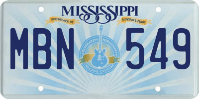MS license plate MBN549